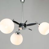 Space Age Italian Chrome and Opaline Chandelier, 1970s