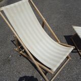 Pair of vintage striped loungers