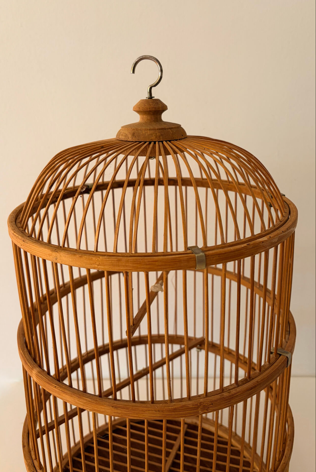 Large bamboo and rattan birdcage from the 1970s.