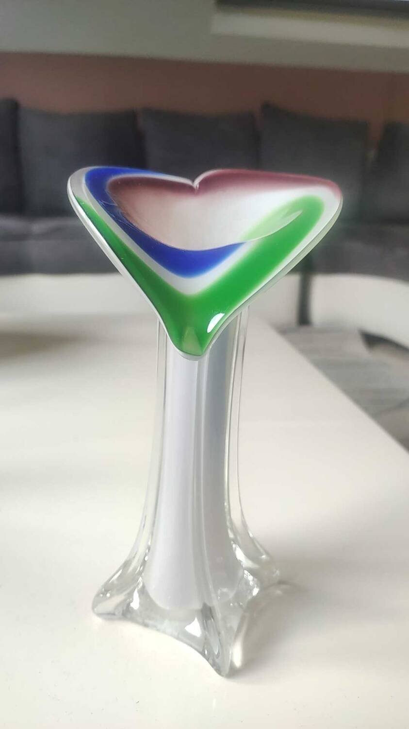 Vase Soliflore Fleur d Arum Design in blown Murano Art glass/Jack in the Pulpit. Height 20 cm