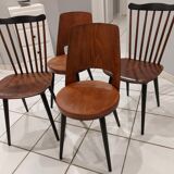 Suite of 4 chairs of bistrot Baumann vintage model Mondor and Minuet