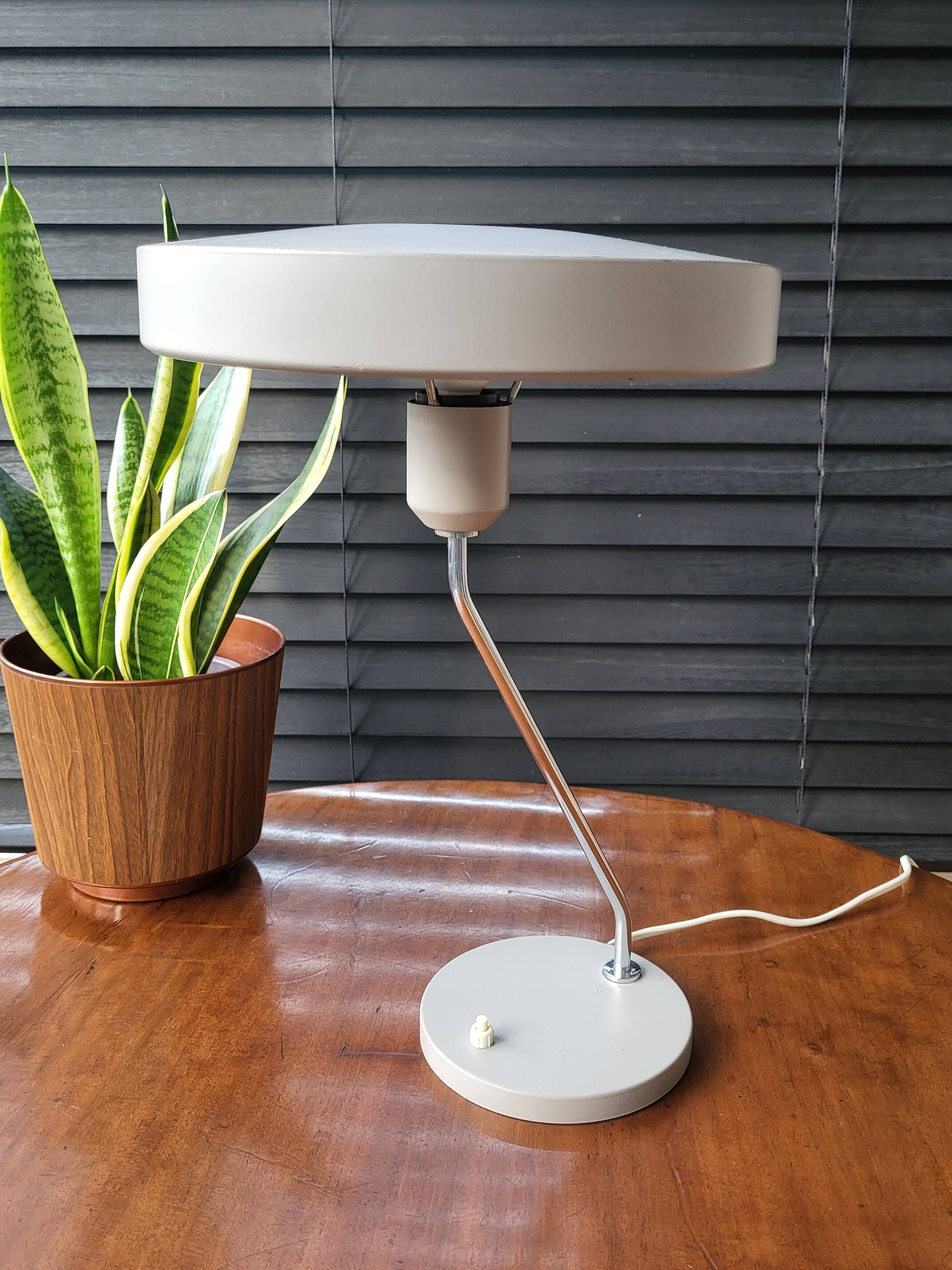 Lampe de bureau vintage Louis Kalff, modèle Romeo, années 1960, gris, Pays-Bas