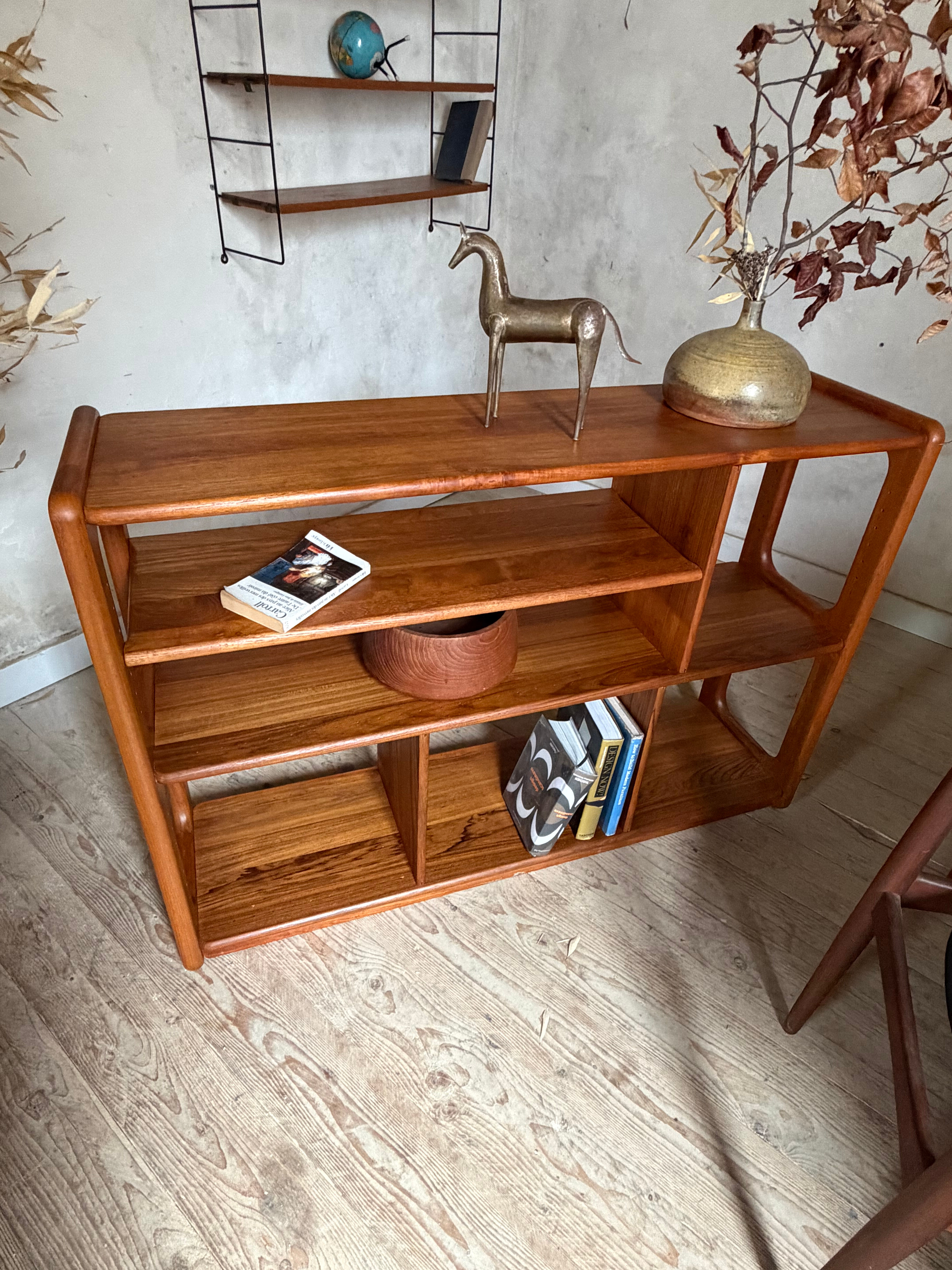 Vintage Scandinavian library in solid teak