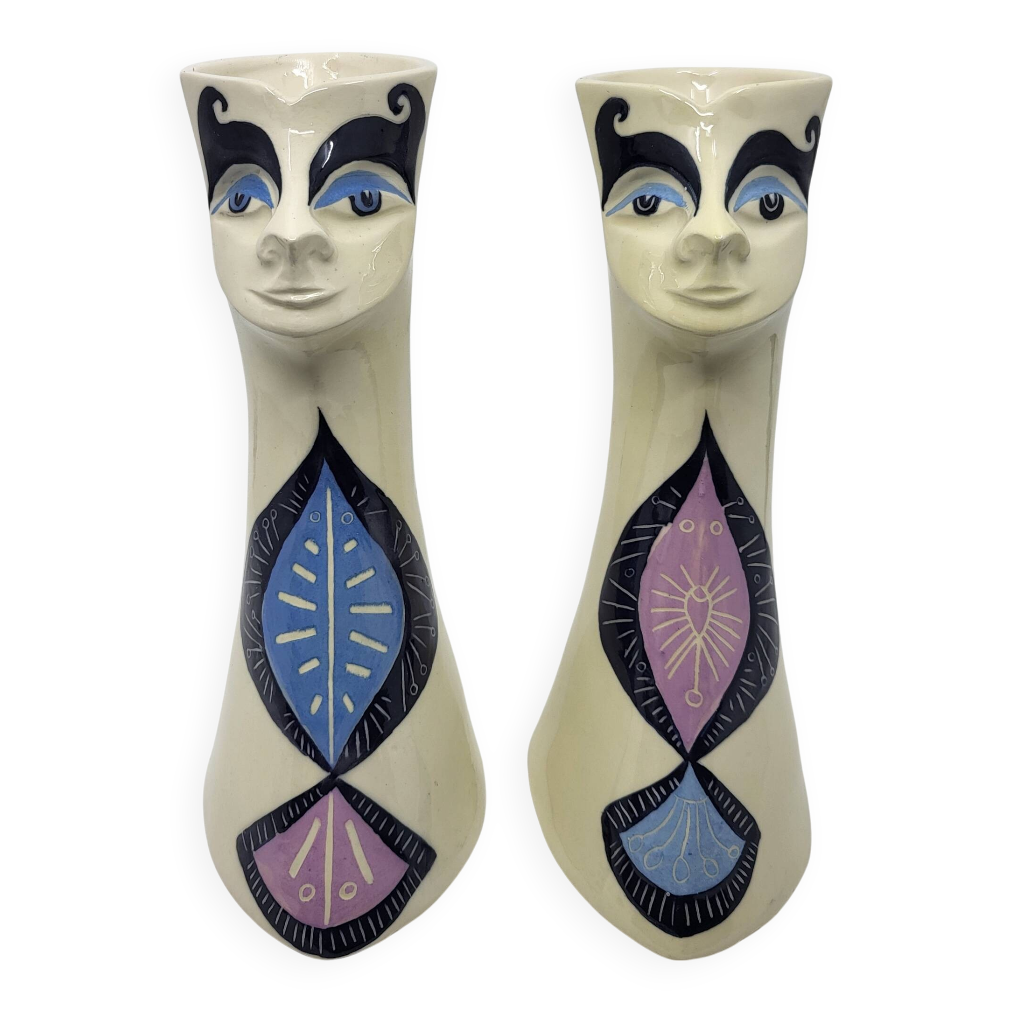 Pair of anthropomorphic vases Gabrielle Mackiewicz French 1970
