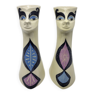 Paire de vases anthropomorphes - francais