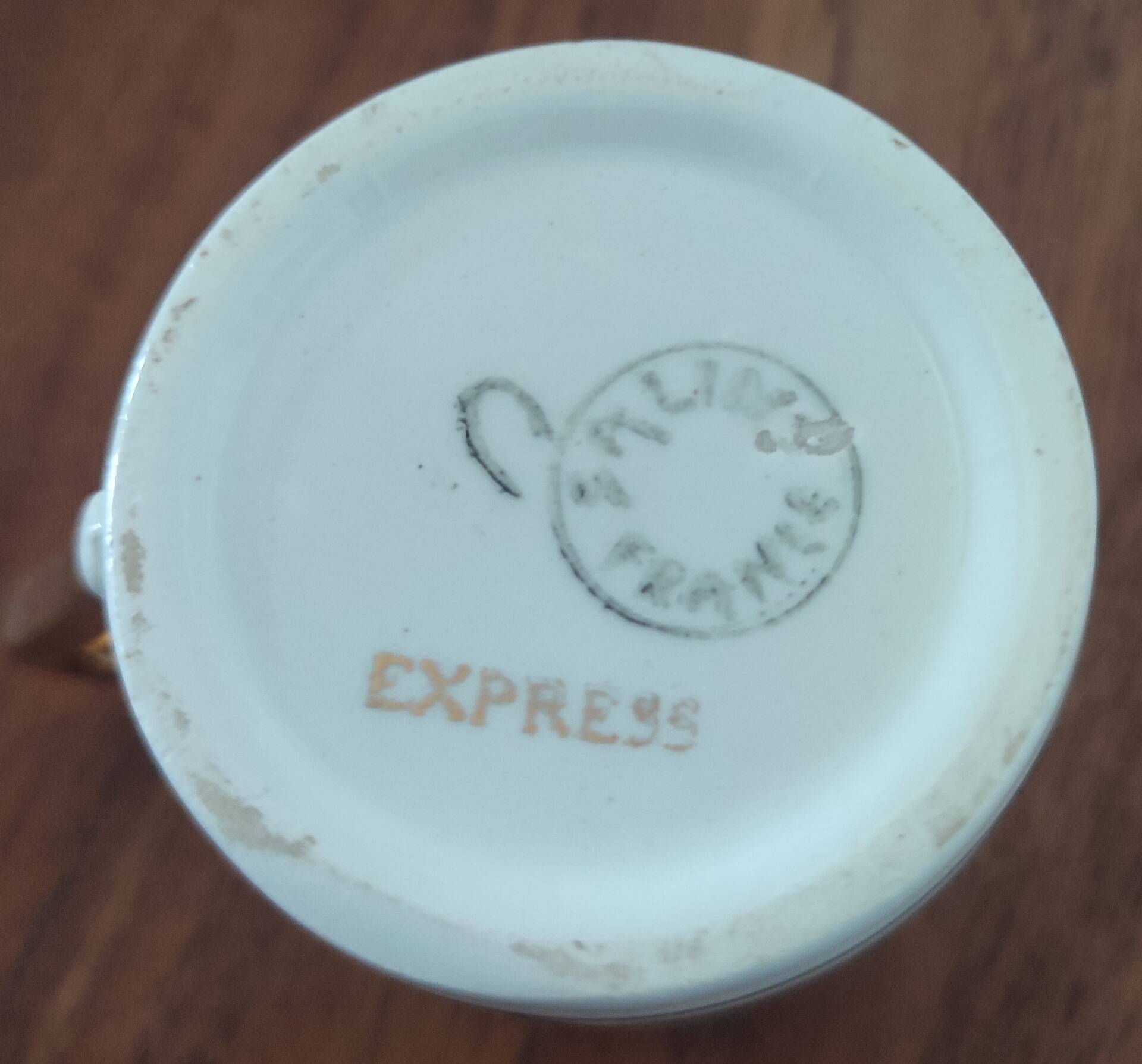 Vintage coffee cup duo "Express" - Salins pottery (Years