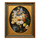 G. Carlier. Still life signed with flowers in a beautiful frame.