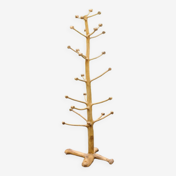 Brutalist coat rack on boxwood stand