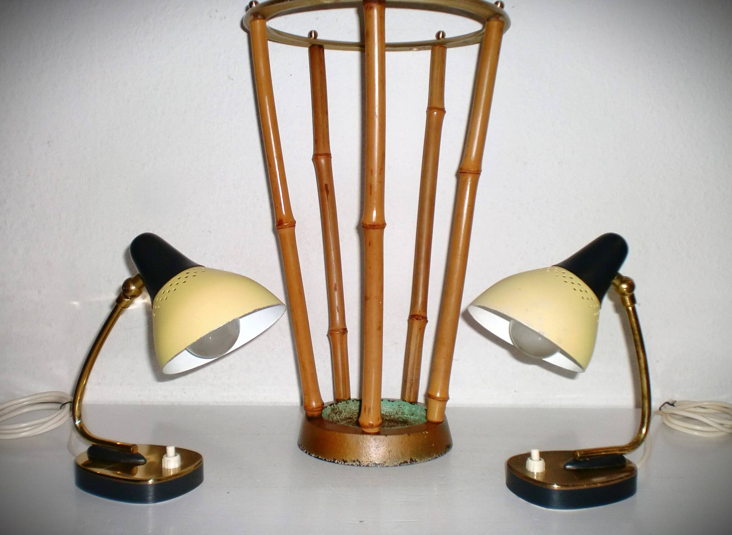 Pair of 1950s Design Bedside Table Lamps Art Nouveau, Stilnovo, Rockabilly