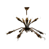 Lustre en cuivre du milieu du siècle, années 1950