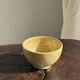 Small vintage yellow terracotta bowl with a handmade pedestal H8 D12