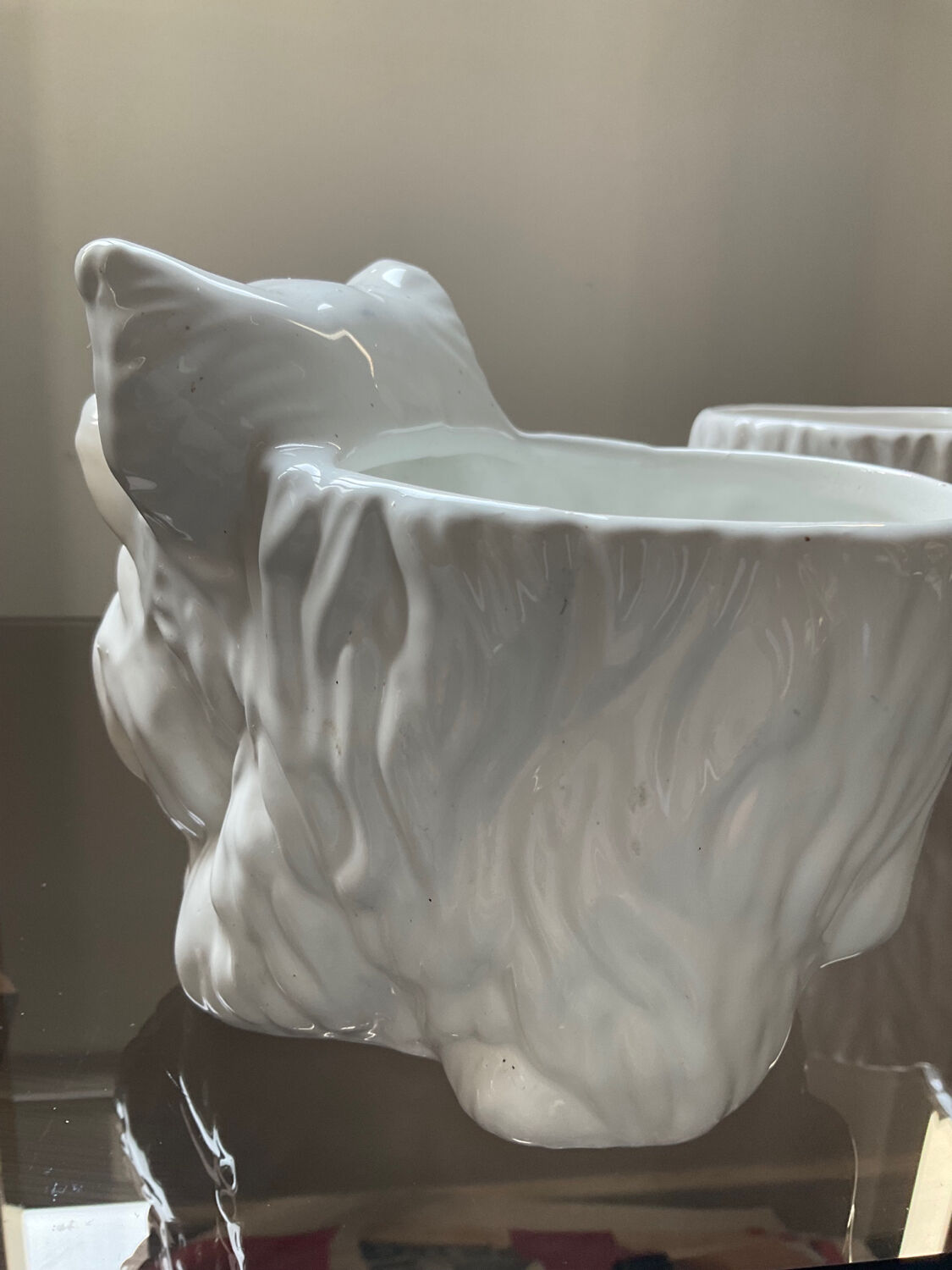 Duo of vintage pot pot dogs ceramic 70s-80s