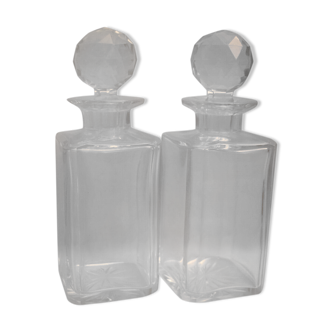 Pair of carafe crystal bottles 19th Baccarat ideal liquor cellar