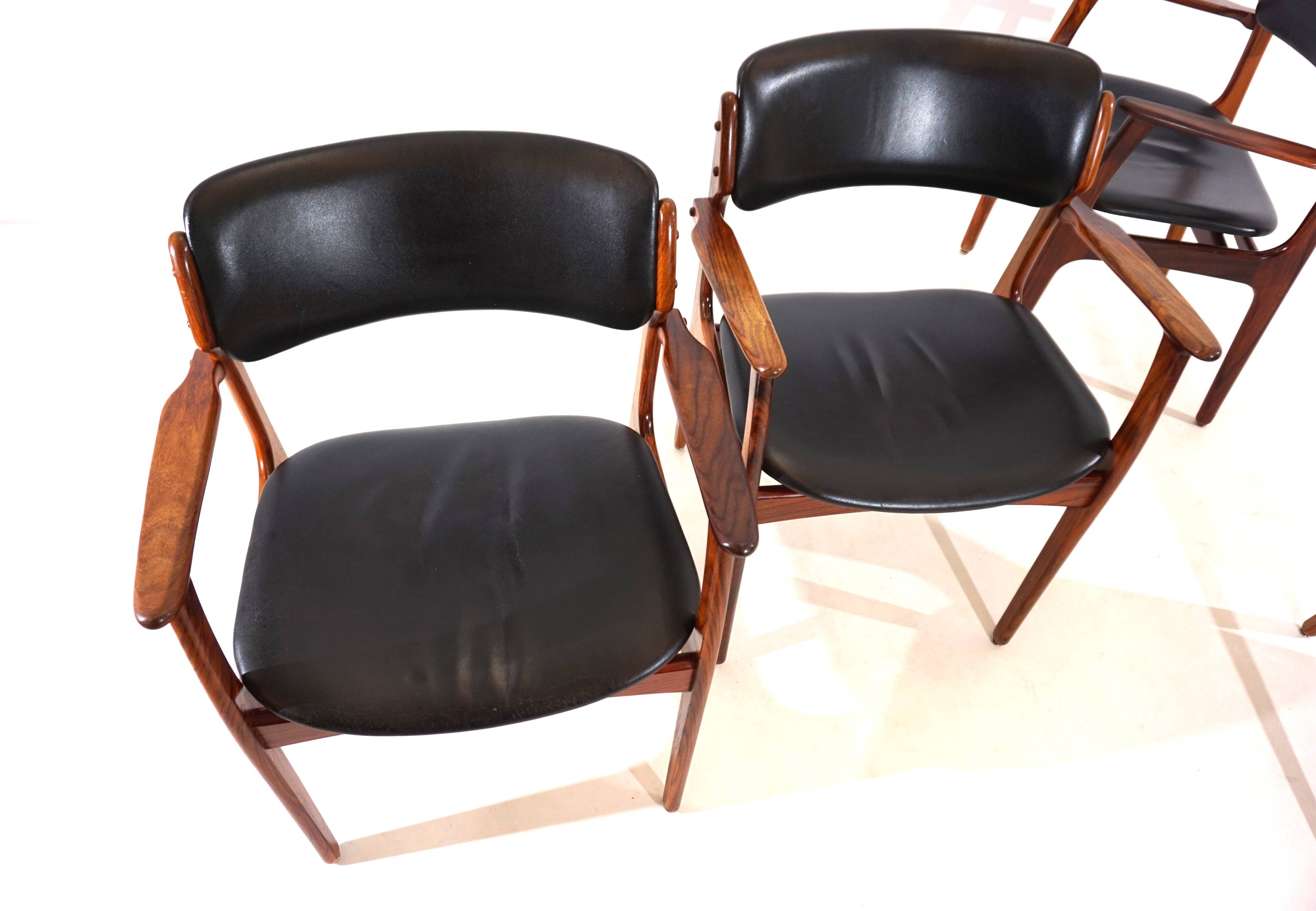 Erik Buck lot de 4 chaises de salle à manger en palissandre OD 50 pour OD Mobler