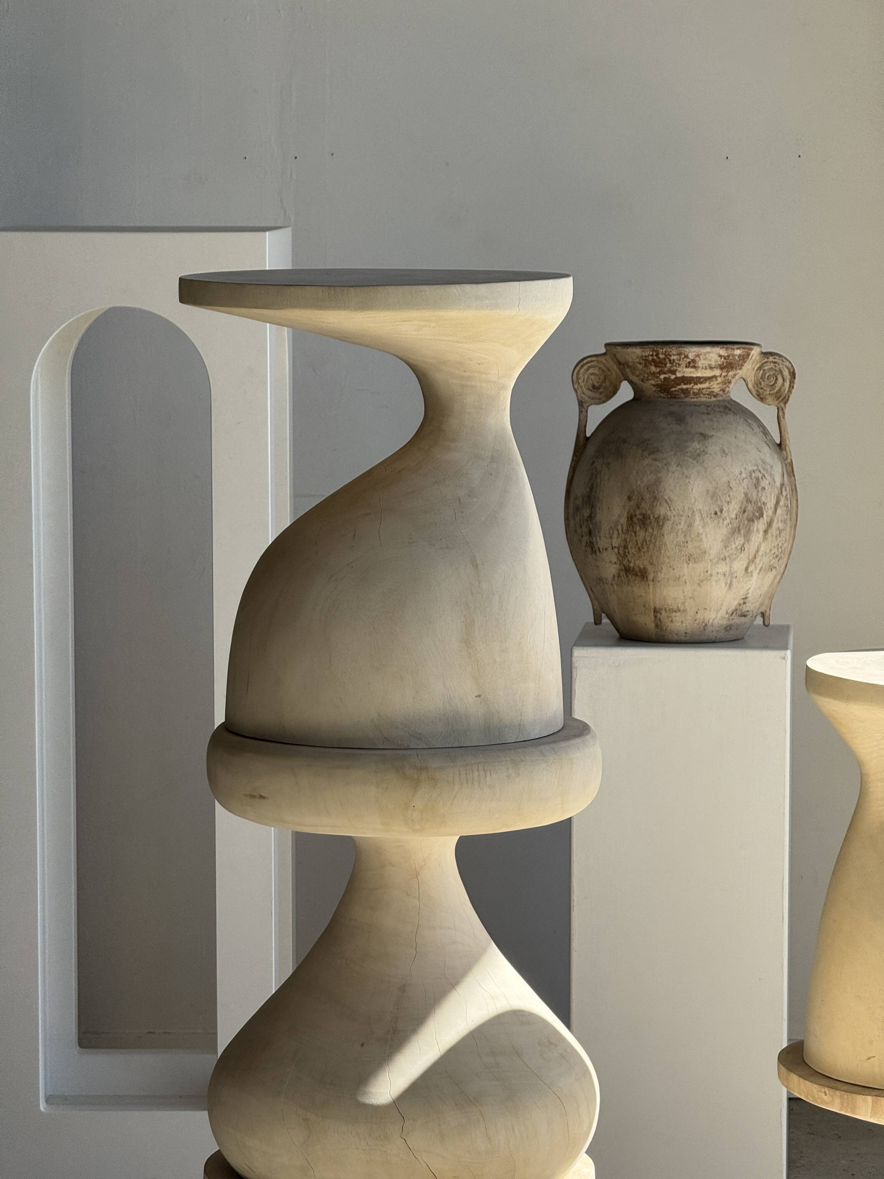 Pawn Bleach - Stool, side table, end table in solid mango wood