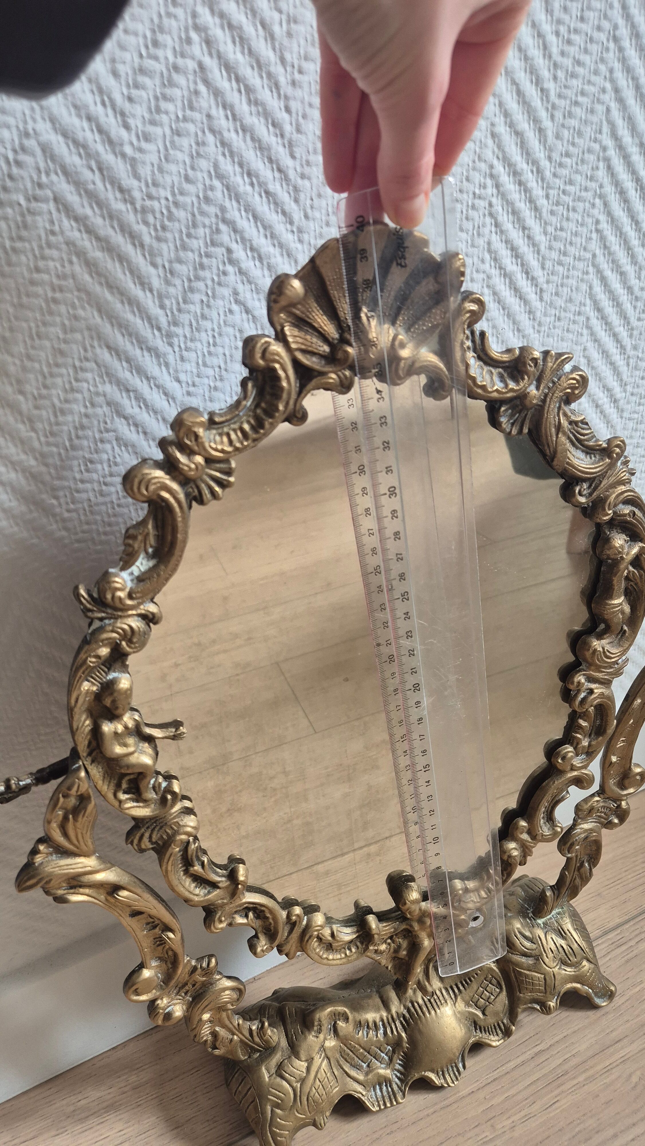 Antique table mirror in bronze — Louis XV Rococo style — 1900-1920