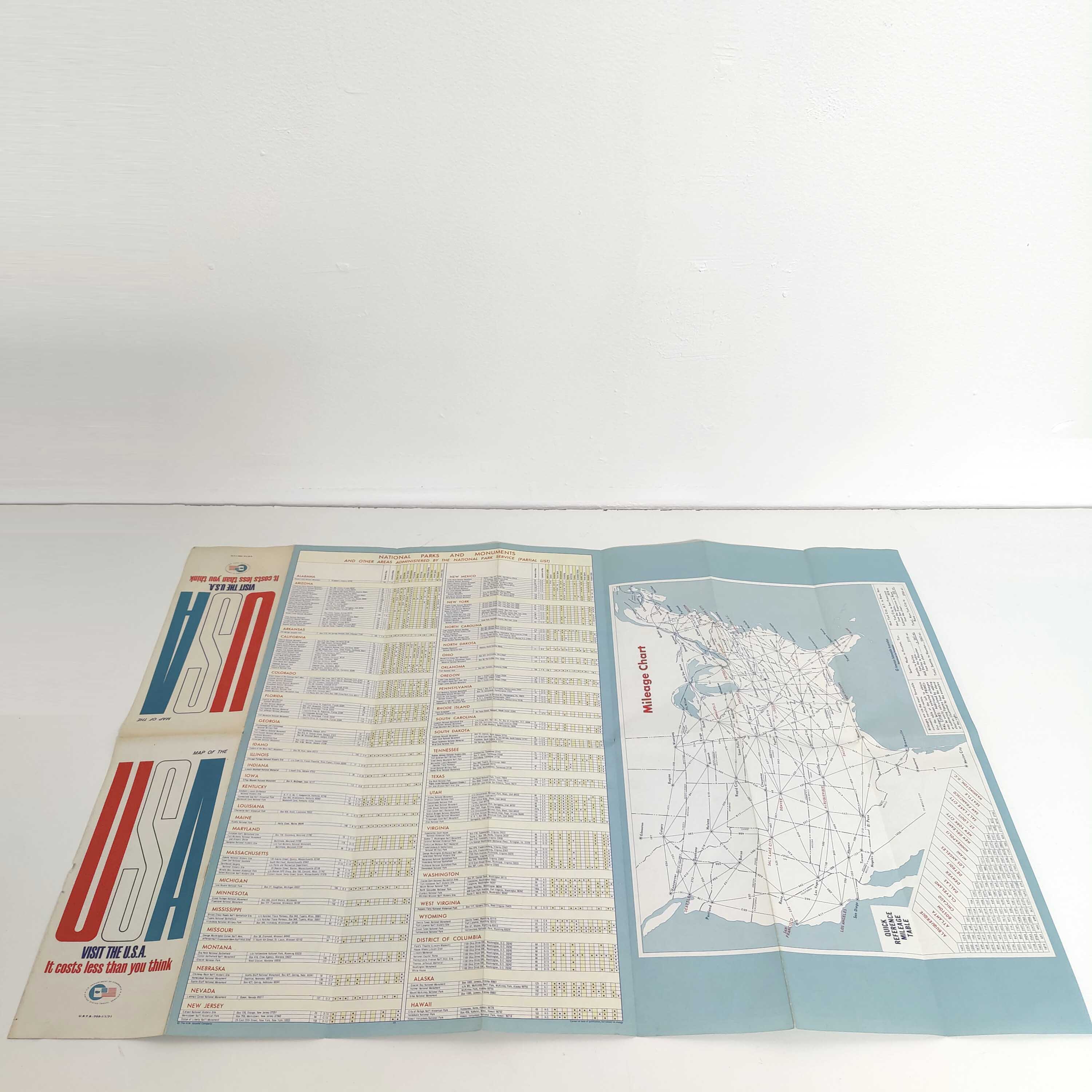 Vintage map USA 1970 America