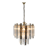 Lustre du milieu du siècle en laiton, verre et lucite, Autriche, années 1970