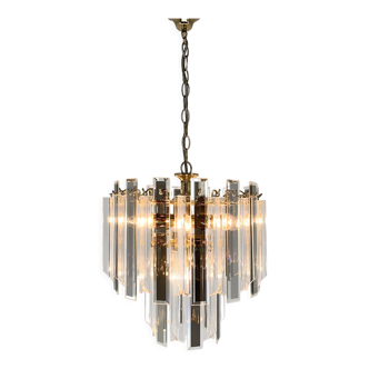 Mid century brass, glass and lucite chandelier, austria 1970's