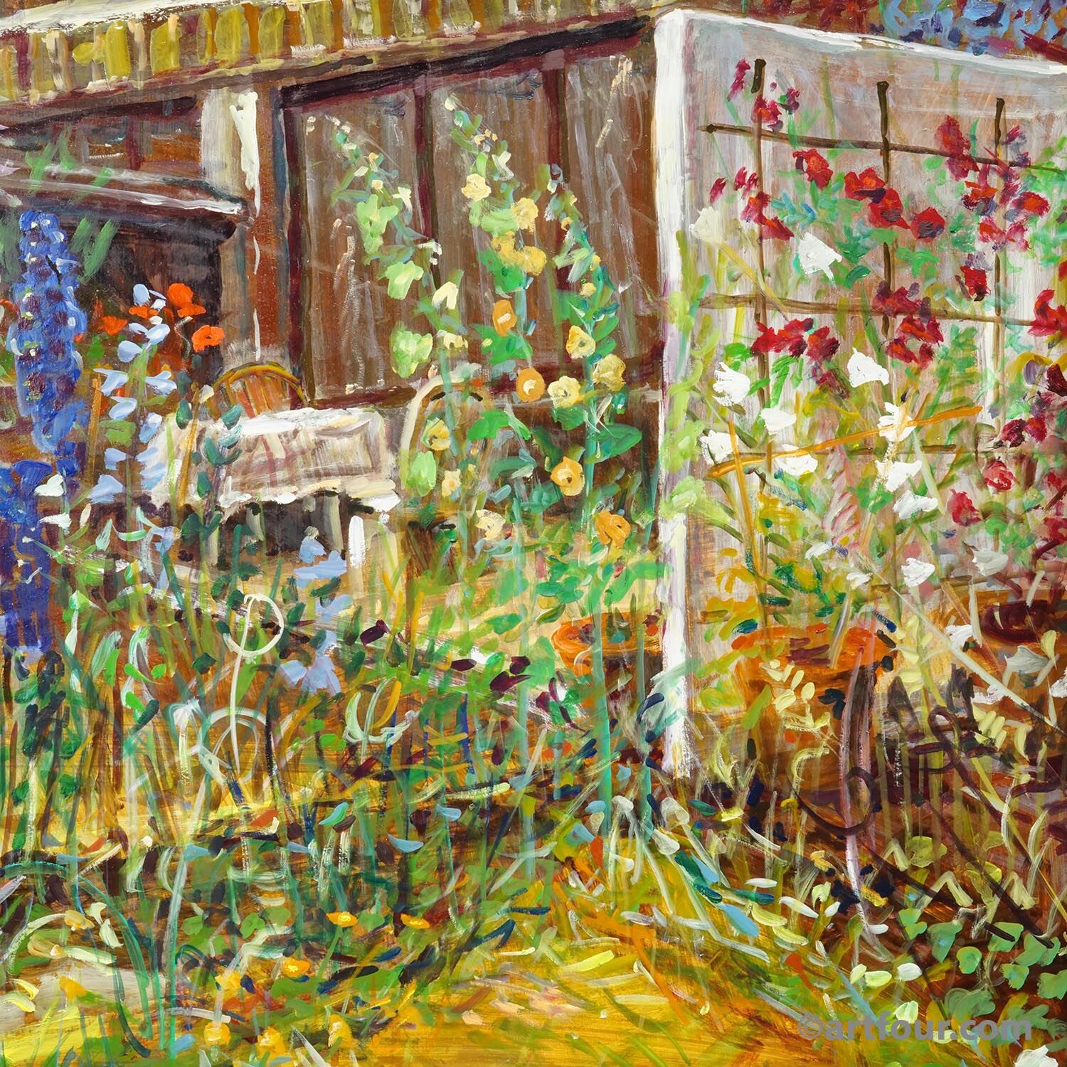 Impressionist oil painting of a garden, Alexander Michael 1994