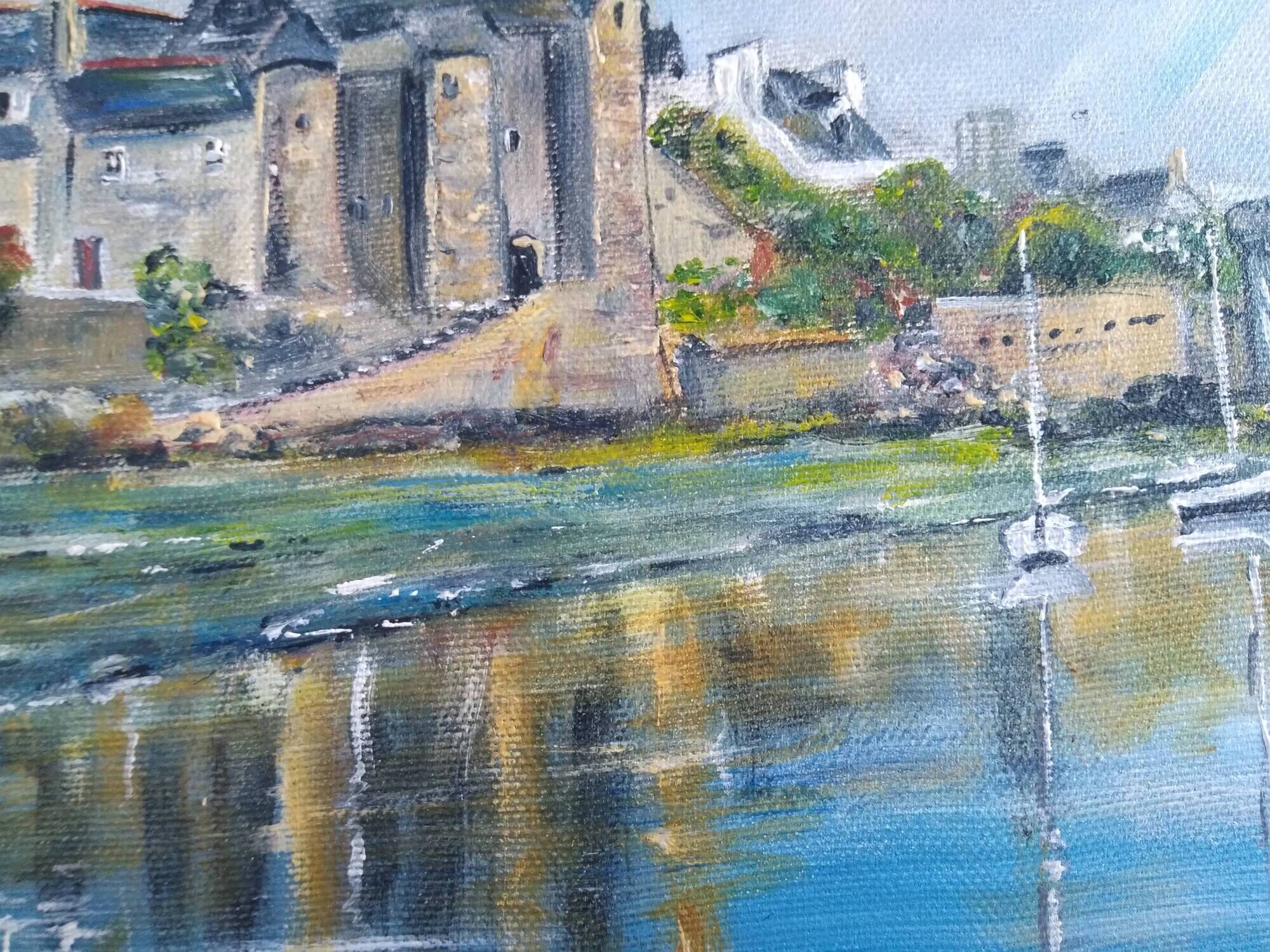Oil on canvas marine painting Le conquet Breton