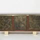 Brutalist Belgian enfilade in rosewood, resin, and brass from around 1970.