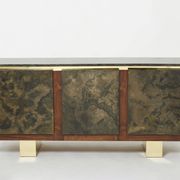Brutalist Belgian enfilade in rosewood, resin, and brass from around 1970.