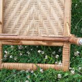 Chaise longue transat en rotin et cannage 1900