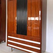 Vintage Italian Wardrobe, Walnut, Fluted Wood, Brass Feet 1950s italian