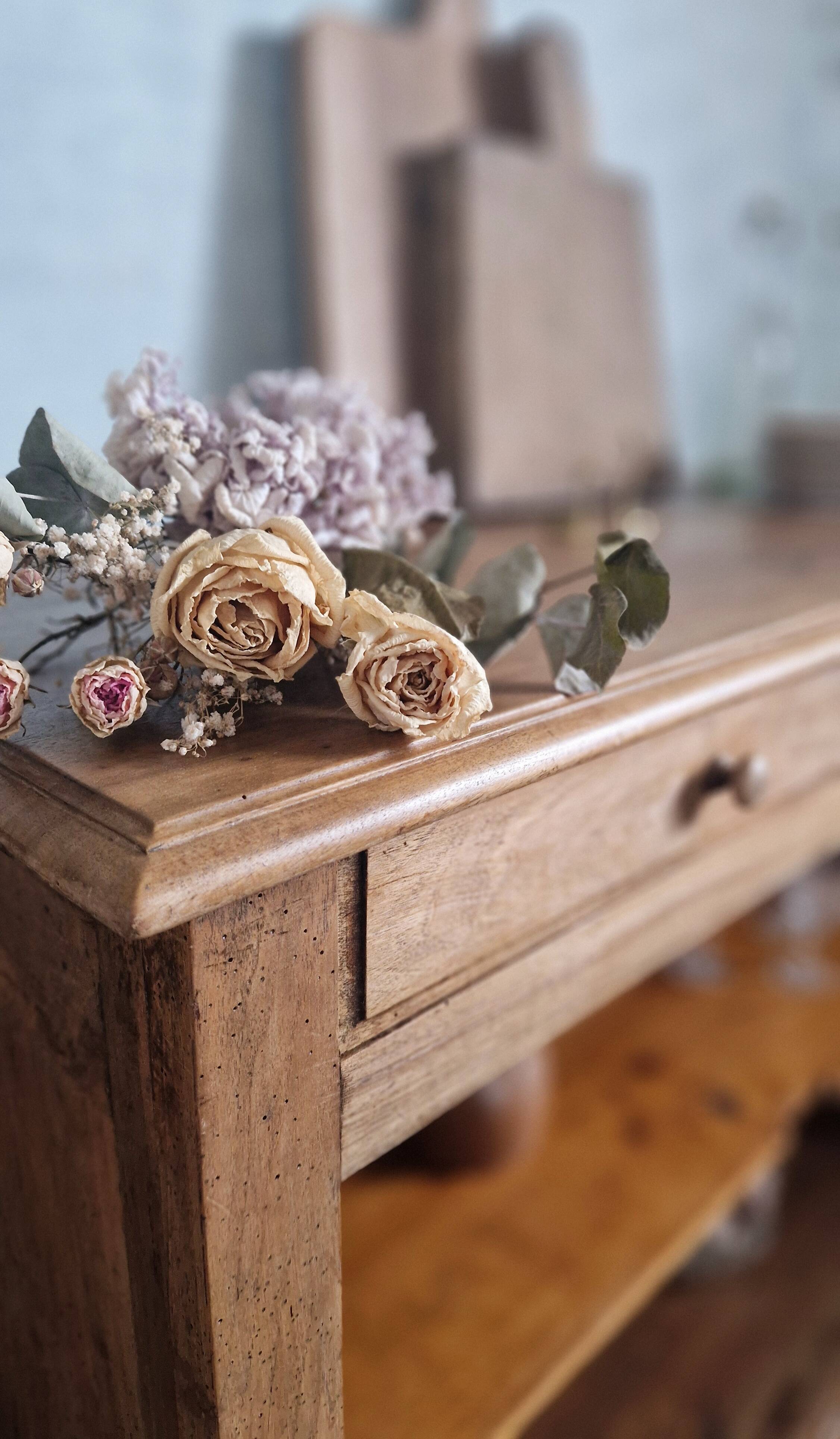 Old open walnut buffet