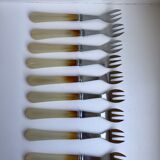 Set of 9 forks with horn dessert 50/60s