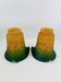 Pair of Antique Art Nouveau Tulips - Speckled Amber Green Glass