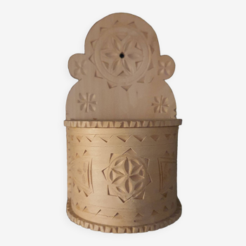 Carved wooden salt pot