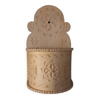 Carved wooden salt pot