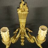 Pair of large Empire style wall lights, torch and swans - gilt bronze