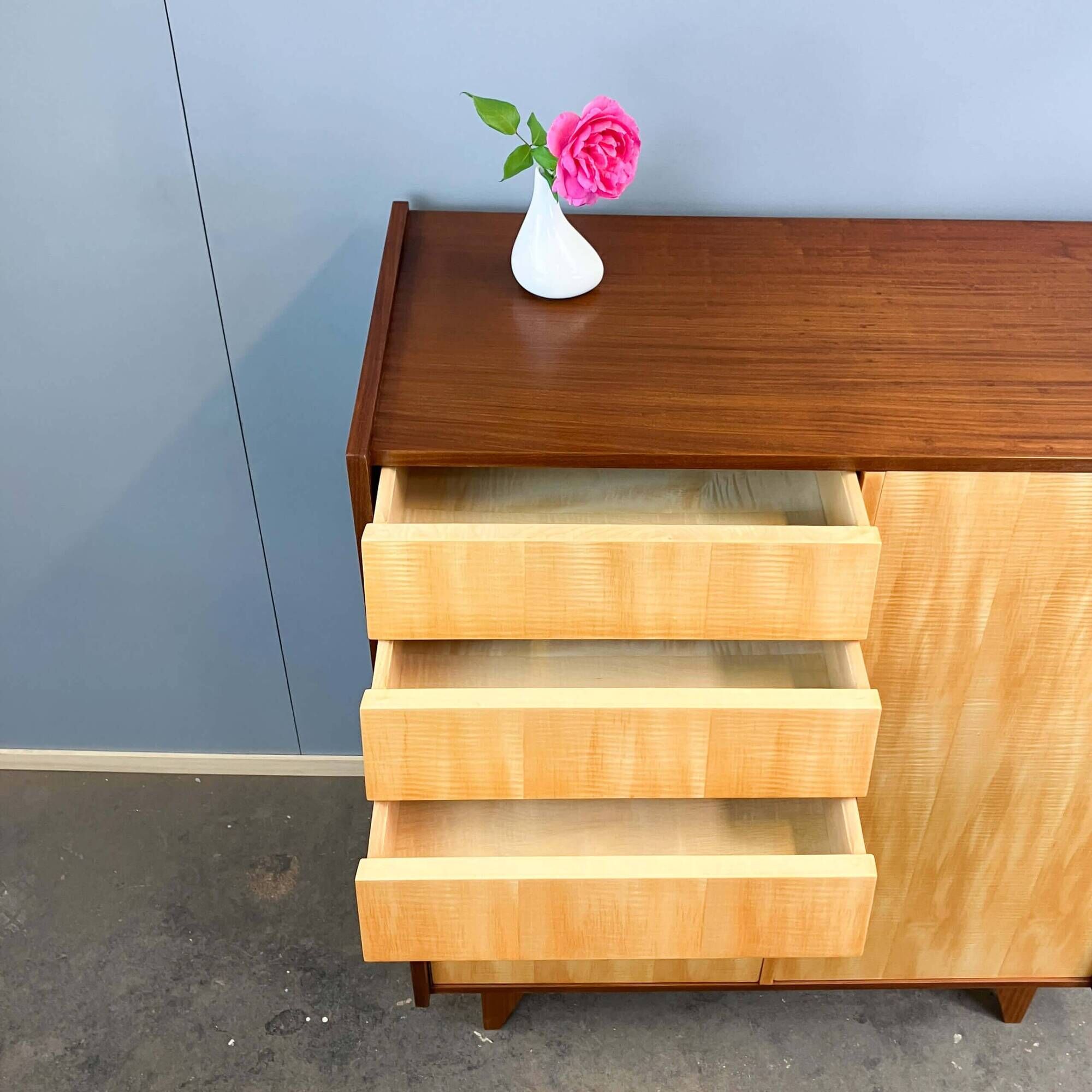 Highboard, striped maple, 1960s