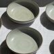 Set of 7 handmade grey glazed ceramic deep plates D18.5 H5.