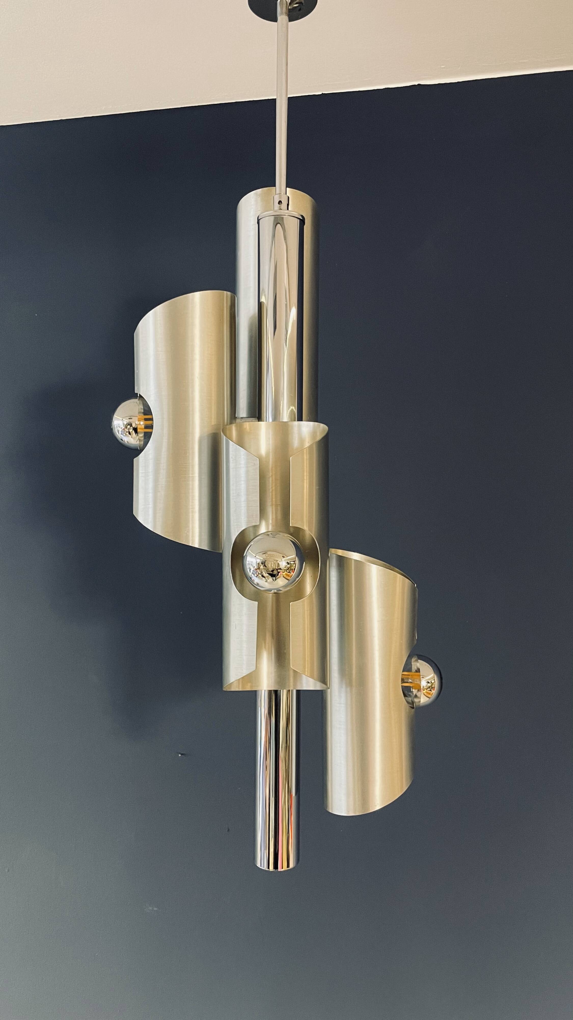 Designer Silver Lamp with Four Silver-Top Bulbs