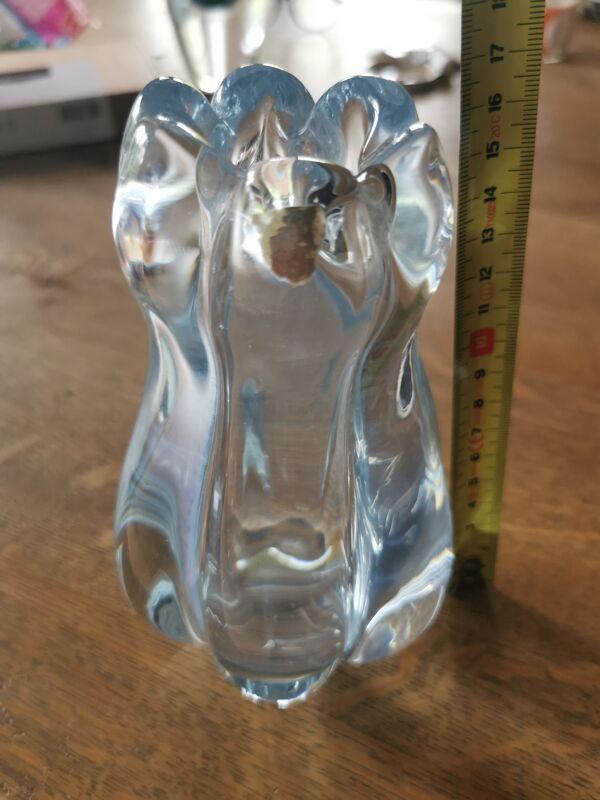 Vase Stella Polaris ice en verre par Vicke Lindstrand pour Orrefors 1960