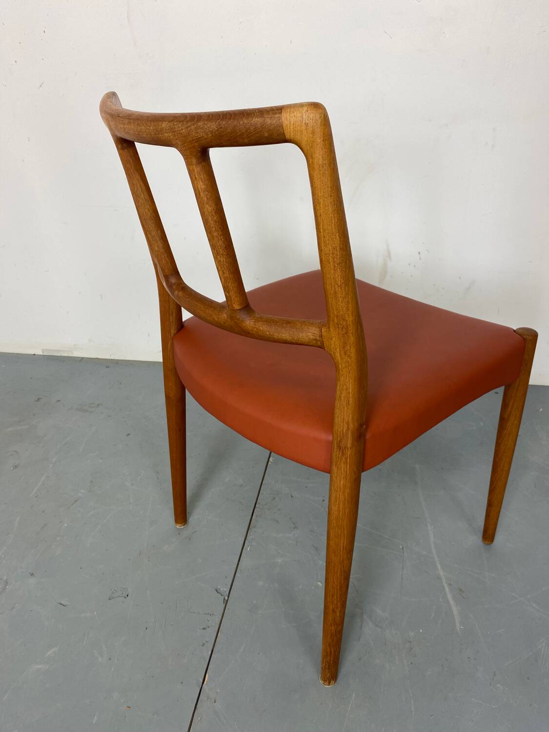 Mid-Century Danish Teak and Leather Dining Chairs by Johannes Andersen for Uldum Møbelfabrik, 1950s, Set of 4