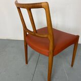 Mid-Century Danish Teak and Leather Dining Chairs by Johannes Andersen for Uldum Møbelfabrik, 1950s, Set of 4