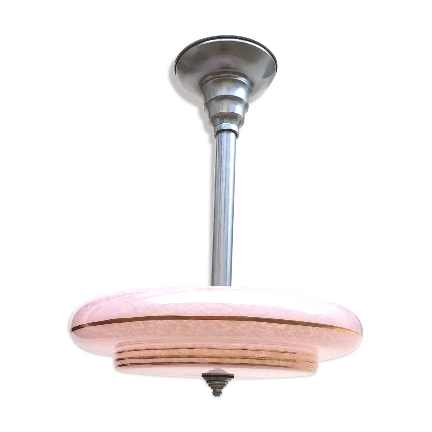 Pink clichy glass hanging lamp 1930