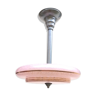 Suspension verre de clichy rose, années 30