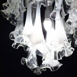 Great Design Murano Glass White Chandelier “Calle” by Venini, 1970