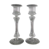 Pair of glass torch candlesticks