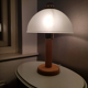 Vintage wooden table lamp with glass lampshade, 80s
