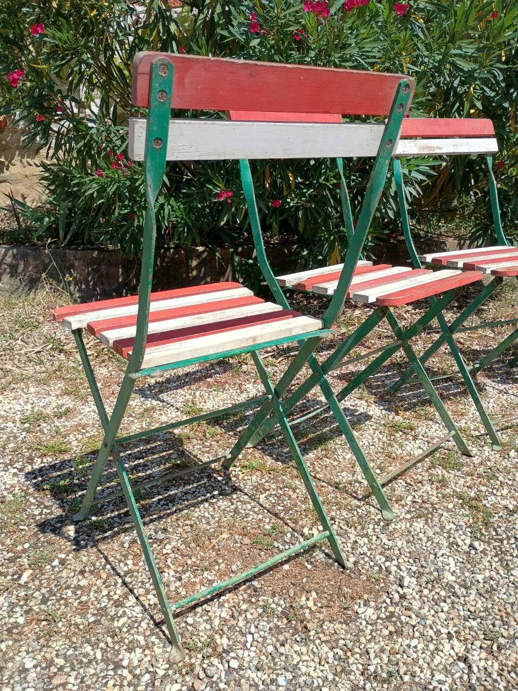 6 folding metal bistro chairs from the 1930s