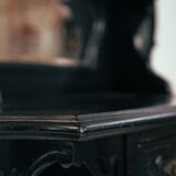 Arts crafts parlour glass display cabinet black ebonised chippendale england