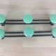 4 vintage wall hooks 50s, 10 green balls