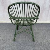 Green rattan armchair